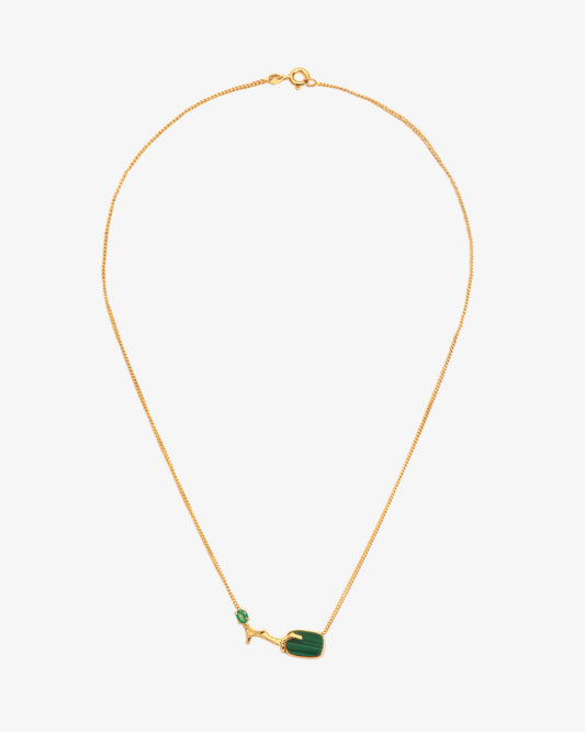 Wouters & Hendrix Gold 18K Gold Branch Malachite and Emerald Pendant Necklace