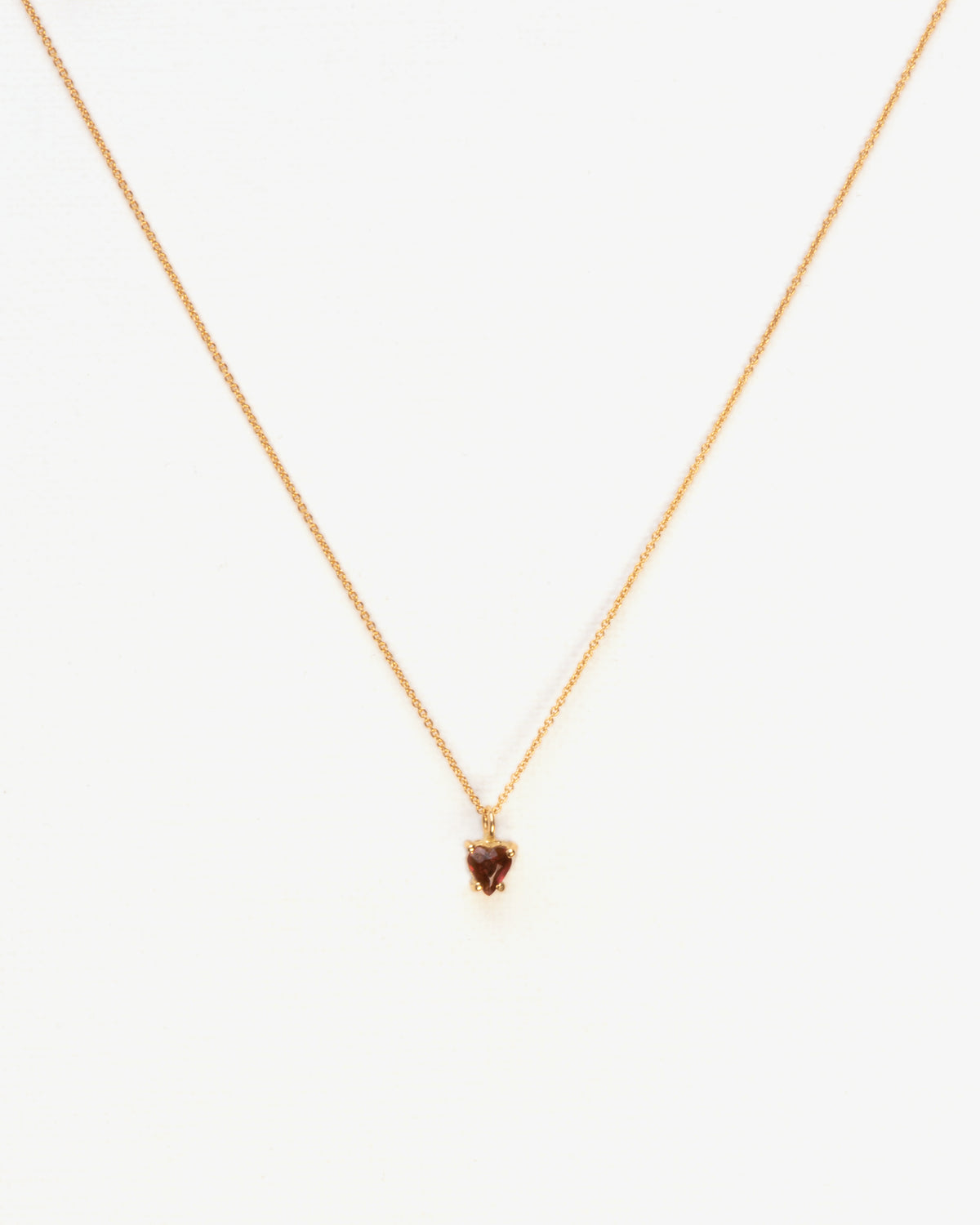 Wouters & Hendrix Gold 18K Gold Heart Garnet Pendant Necklace, detail view