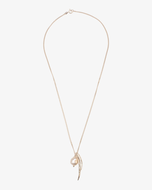 Wouters & Hendrix Leaf and Pearl Pendant Necklace