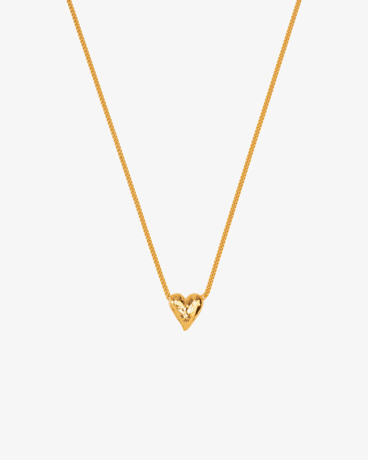 Wouters & Hendrix Heart-Shaped Hammered Pendant Necklace in gold-plated sterling silver