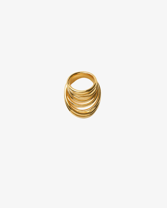 Panconesi Orbit Multi Ring in 18-karat gold-plated brass