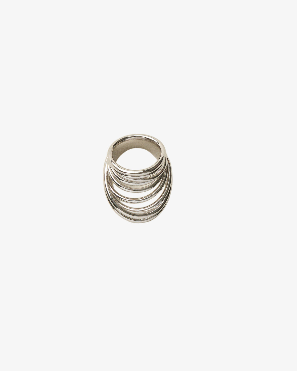 Panconesi Orbit Multi Ring in rhodium-plated brass