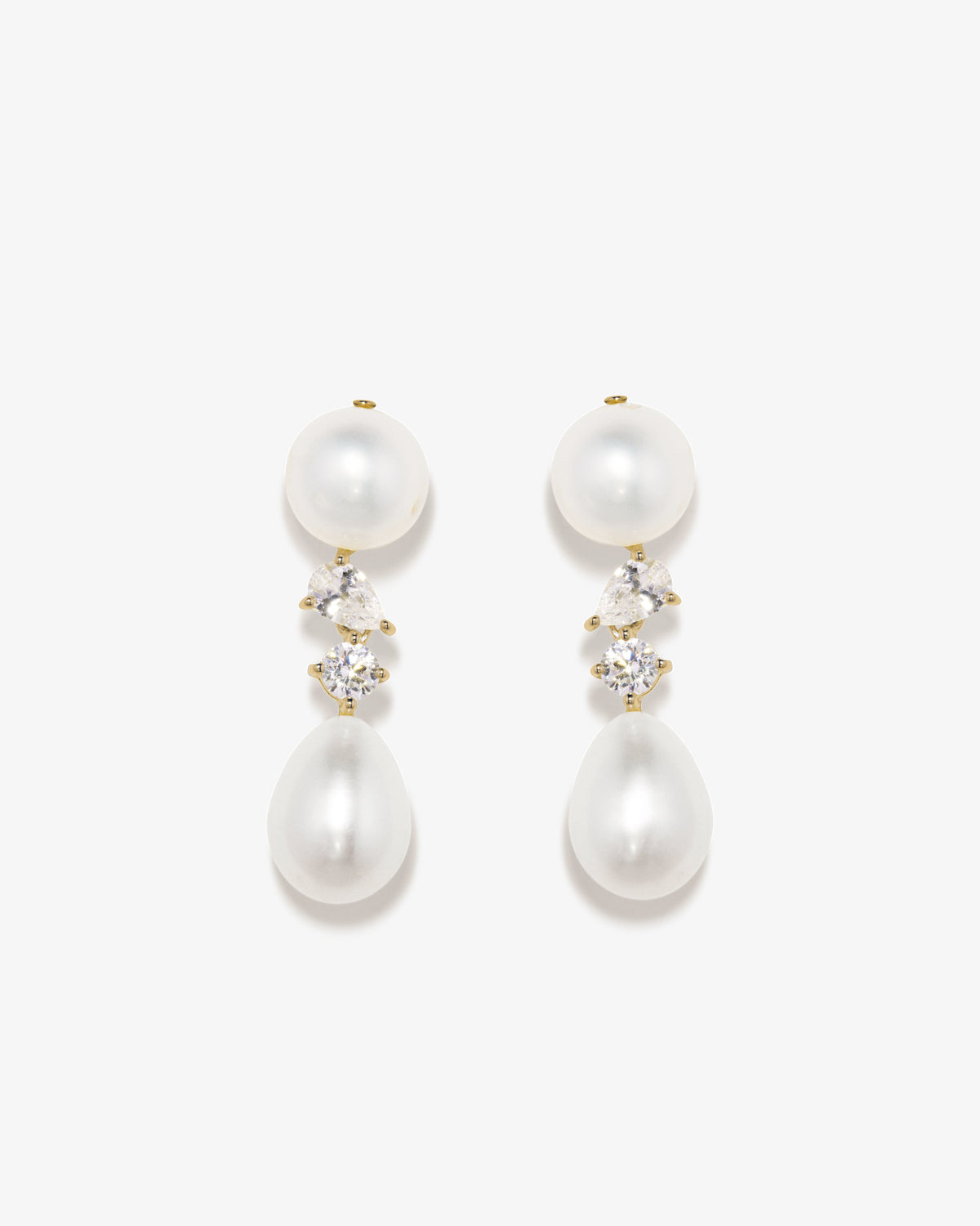 Completed Works – Pearls And Crystals Drop Earrings