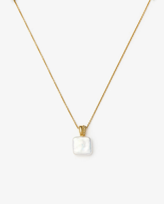 Missoma Square Pearl Baya Pendant Necklace in gold-plated sterling silver