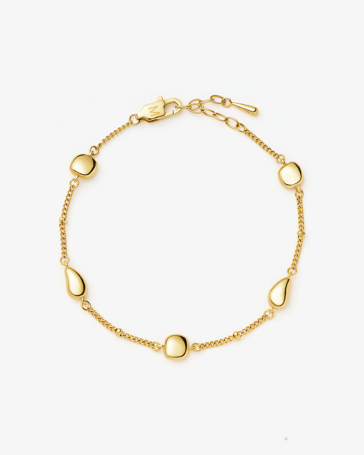 Missoma Molten Teardrop Multi Charm Bracelet in gold-plated metal