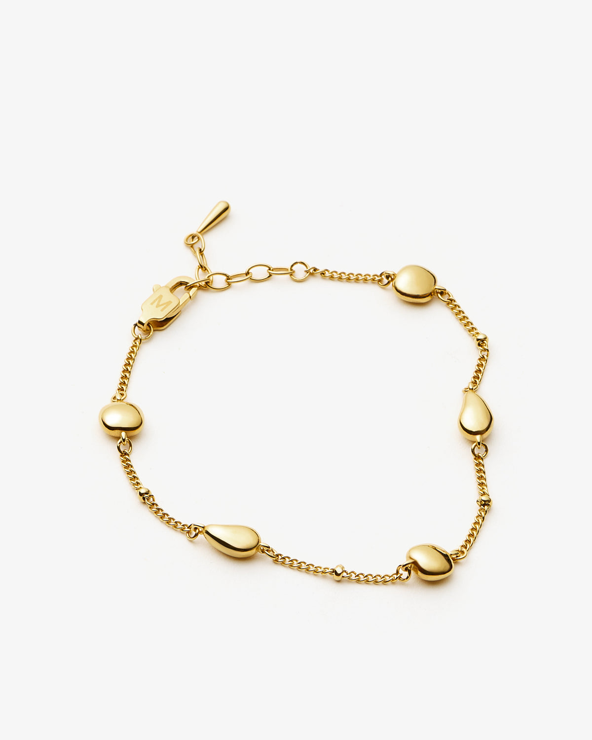 Missoma Molten Teardrop Multi Charm Bracelet in gold-plated metal, second view