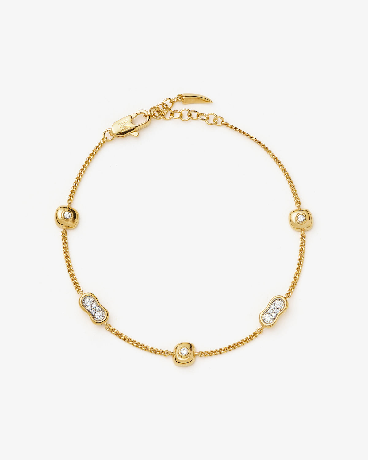 Missoma Molten Pave Multi Charm Bracelet in gold-plated brass