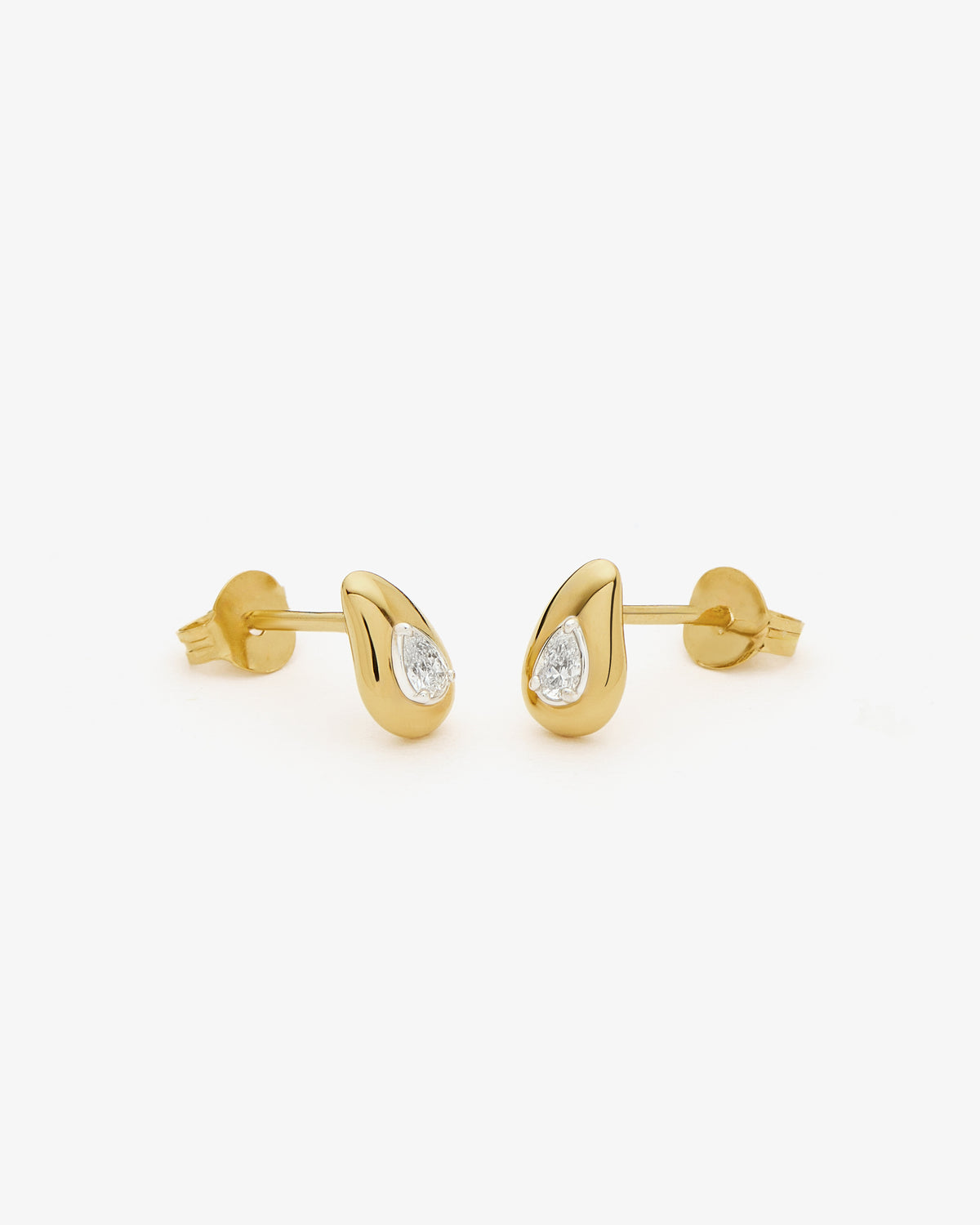 Missoma Molten Teardrop Diamond Stud Earrings in gold-plated sterling silver, second view
