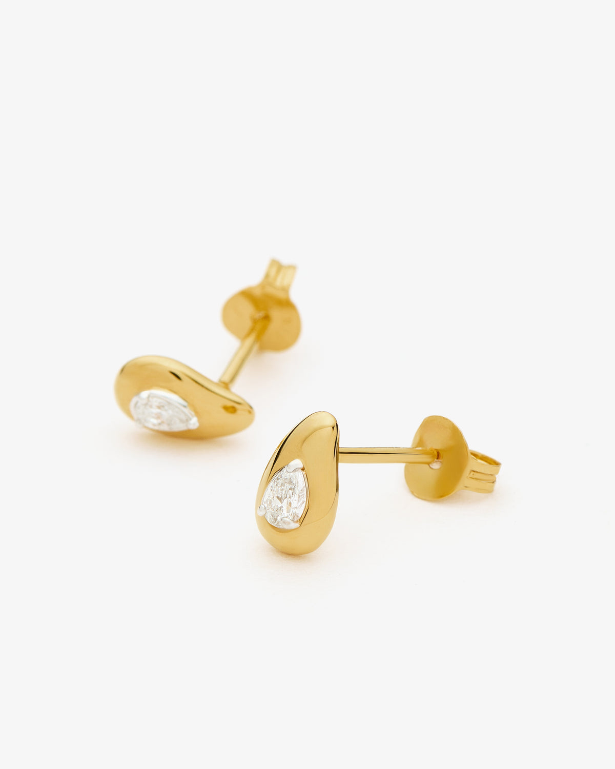 Missoma Molten Teardrop Diamond Stud Earrings in gold-plated sterling silver, third view