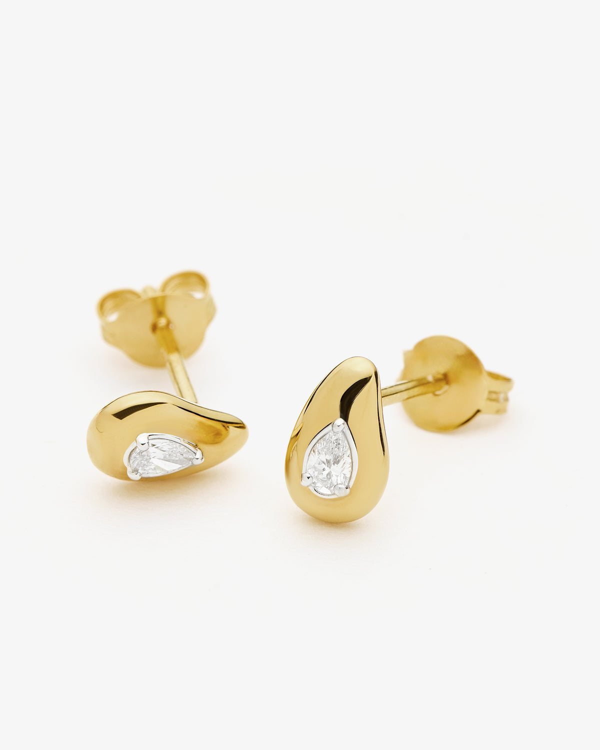 Missoma Molten Teardrop Diamond Stud Earrings in gold-plated sterling silver, fourth view