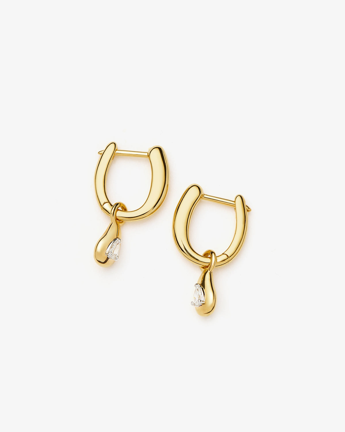 Missoma Molten Teardrop Diamond Charm Hoop Earrings in gold-plated sterling silver