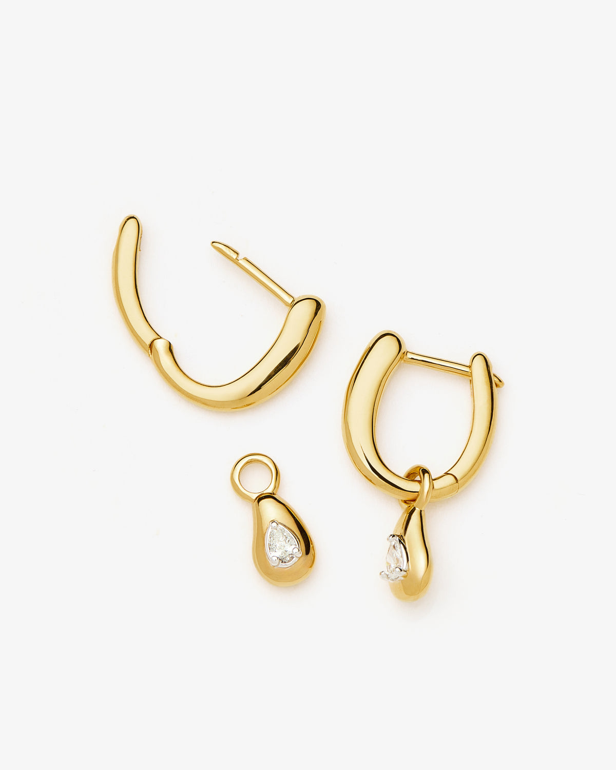 Missoma Molten Teardrop Diamond Charm Hoop Earrings in gold-plated sterling silver, second view