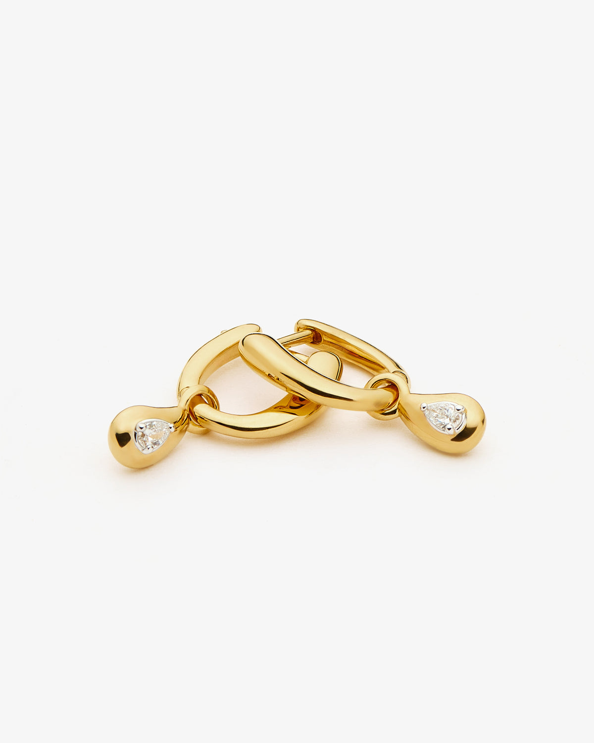 Missoma Molten Teardrop Diamond Charm Hoop Earrings in gold-plated sterling silver, third view