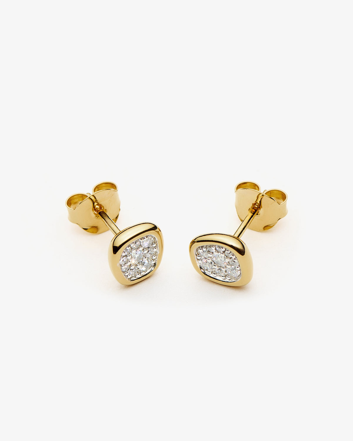 Missoma Molten Soft Square Pave Stud Earrings in gold-plated brass, second view