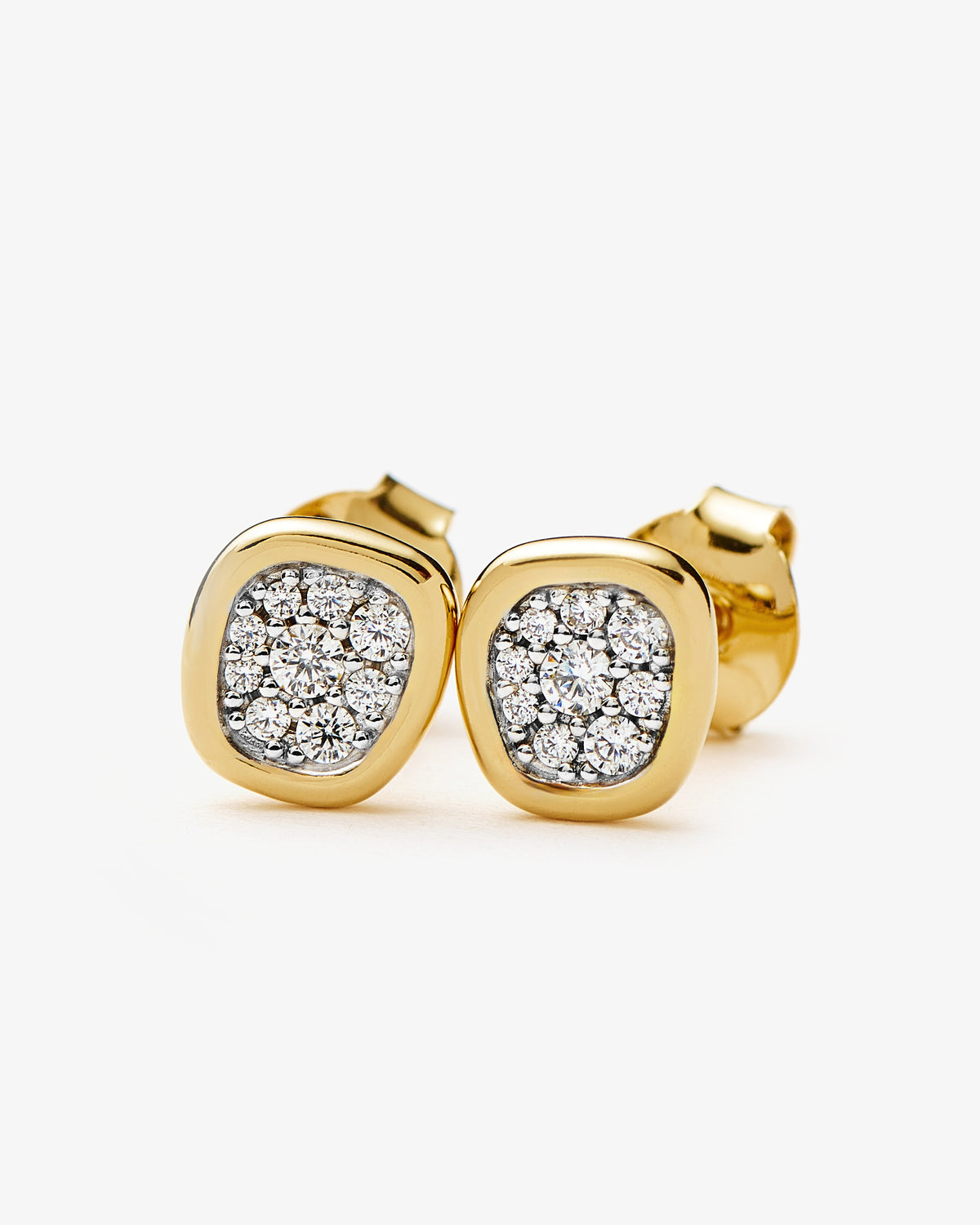 Missoma Molten Soft Square Pave Stud Earrings in gold-plated brass, third view