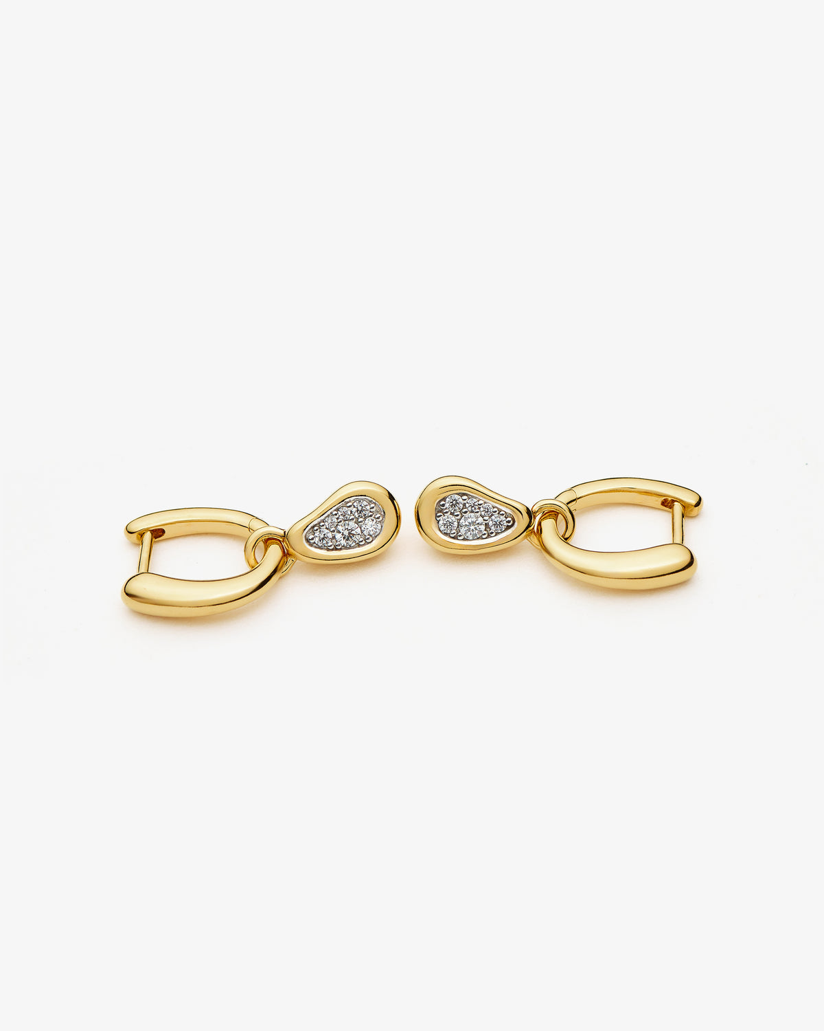Missoma Molten Teardrop Pave Charm Hoop Earrings in gold-plated brass, third view