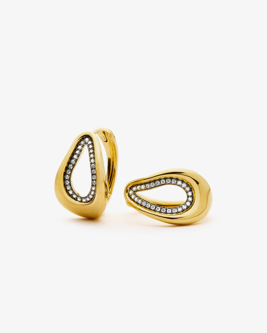 Missoma Molten Teardrop Pave Hoop Earrings in gold-plated brass