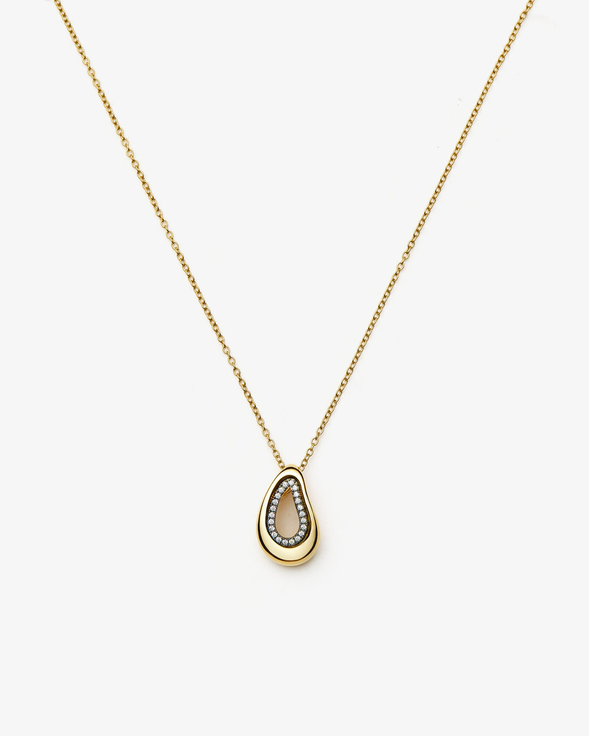 Missoma Molten Teardrop Pave Pendant Necklace in gold-plated metal