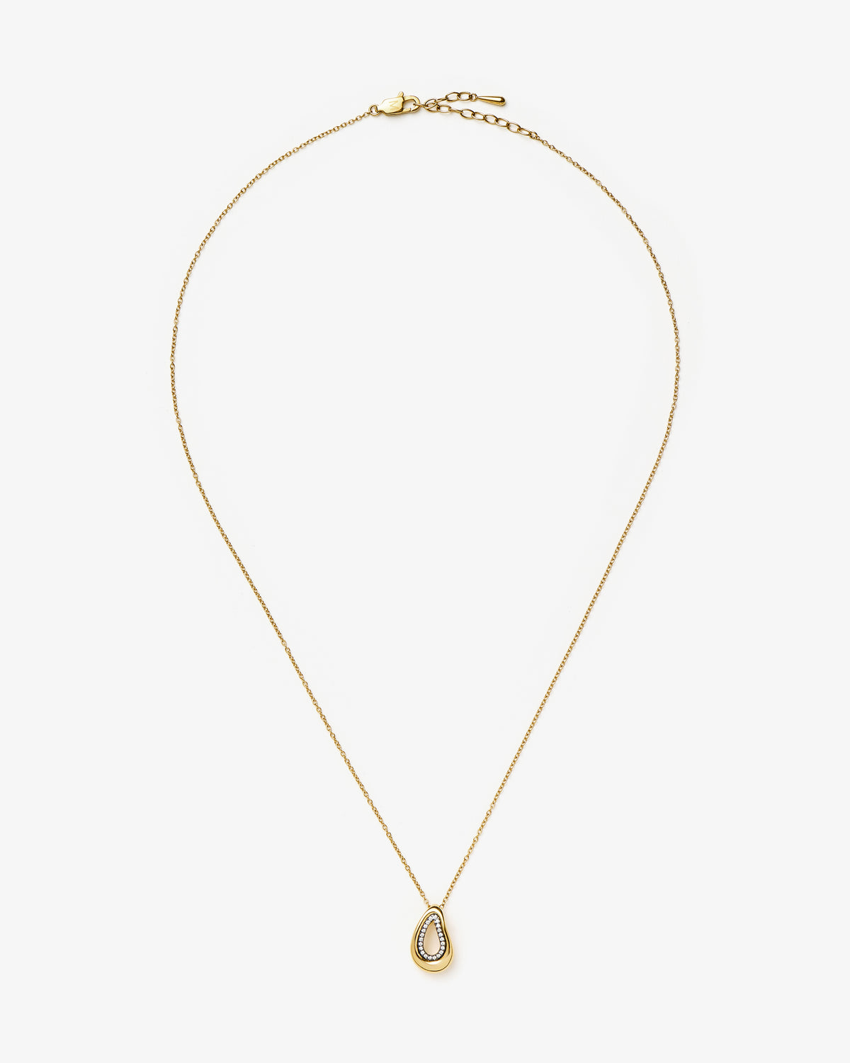Missoma Molten Teardrop Pave Pendant Necklace in gold-plated metal, second view