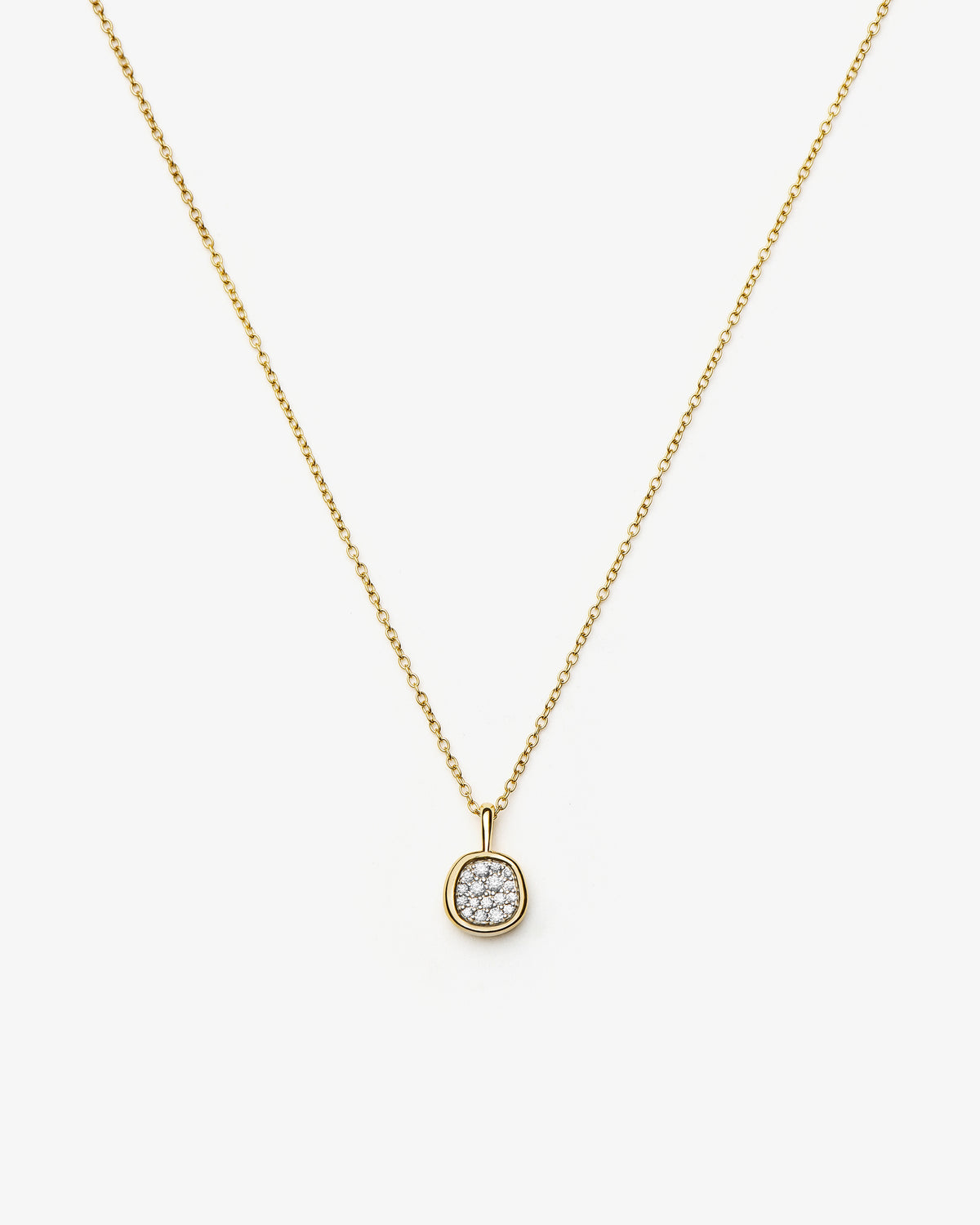 Missoma Molten Soft Square Pave Pendant Necklace in gold-plated metal
