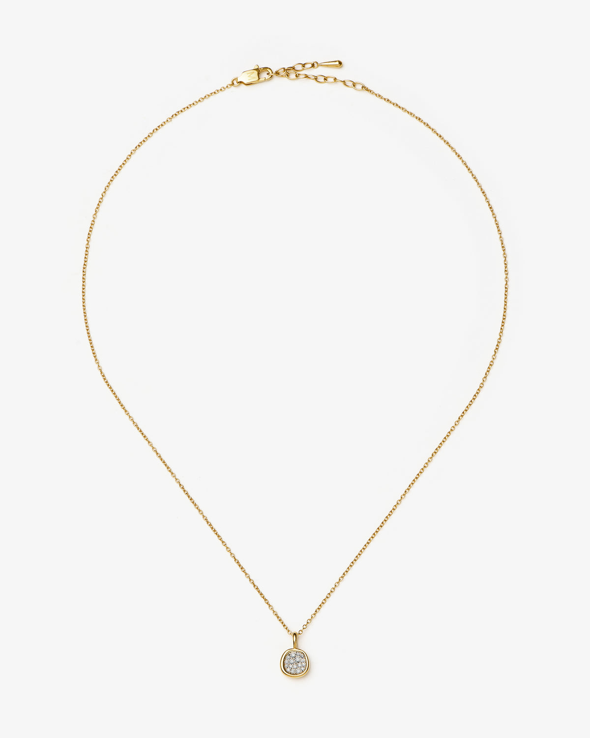 Missoma Molten Soft Square Pave Pendant Necklace in gold-plated metal, second view
