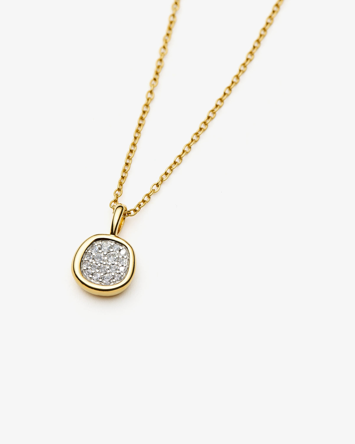 Missoma Molten Soft Square Pave Pendant Necklace in gold-plated metal, third view