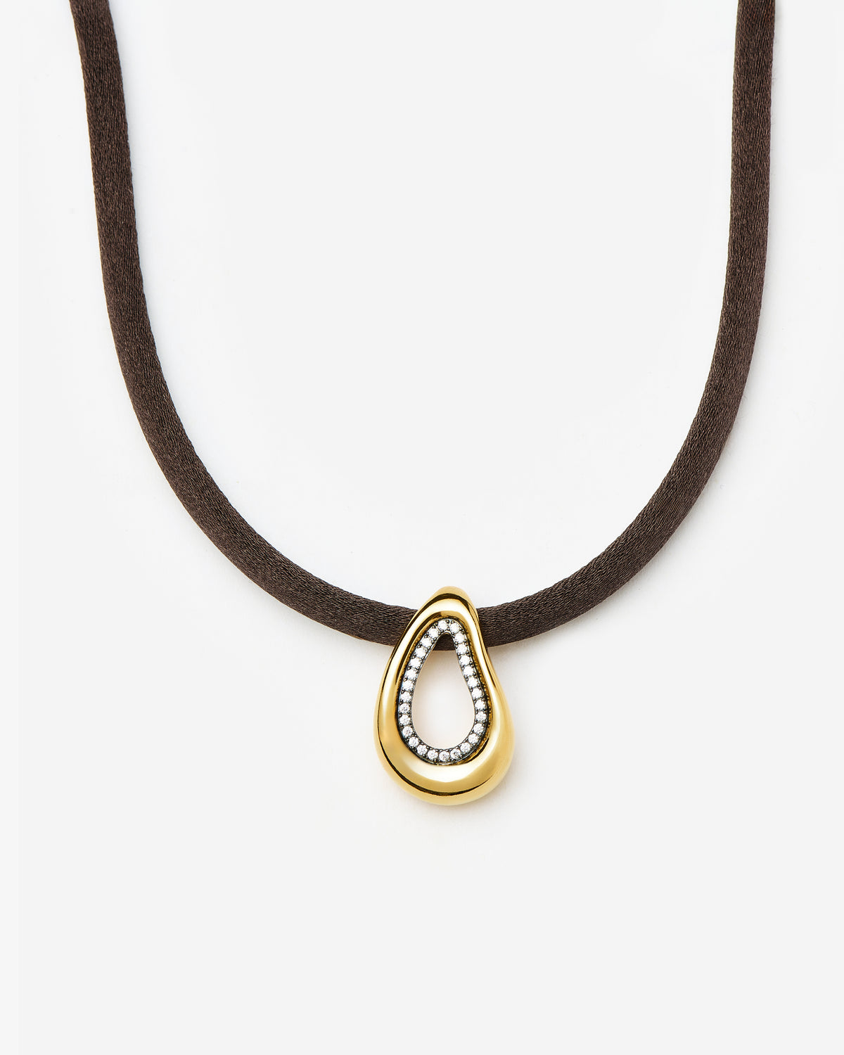 Missoma Molten Teardrop Silk Cord Necklace in gold-plated brass