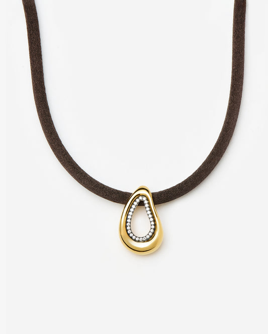 Missoma Molten Teardrop Silk Cord Necklace in gold-plated brass