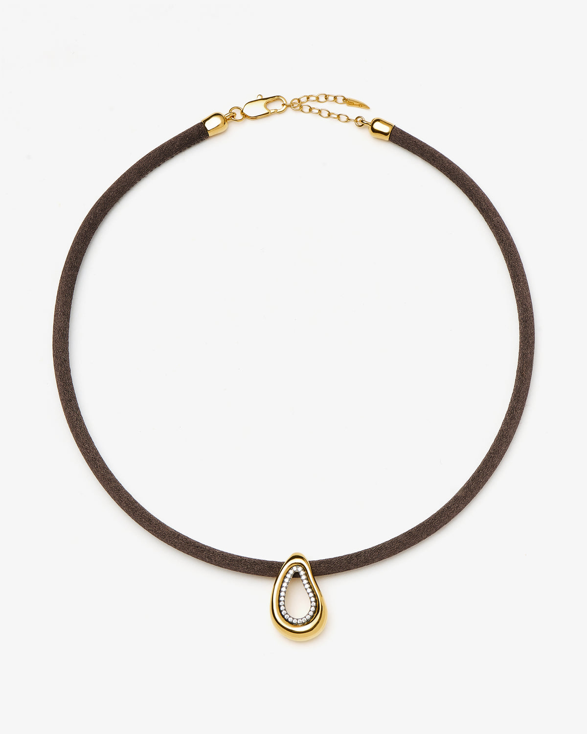 Missoma Molten Teardrop Silk Cord Necklace in gold-plated brass, second view