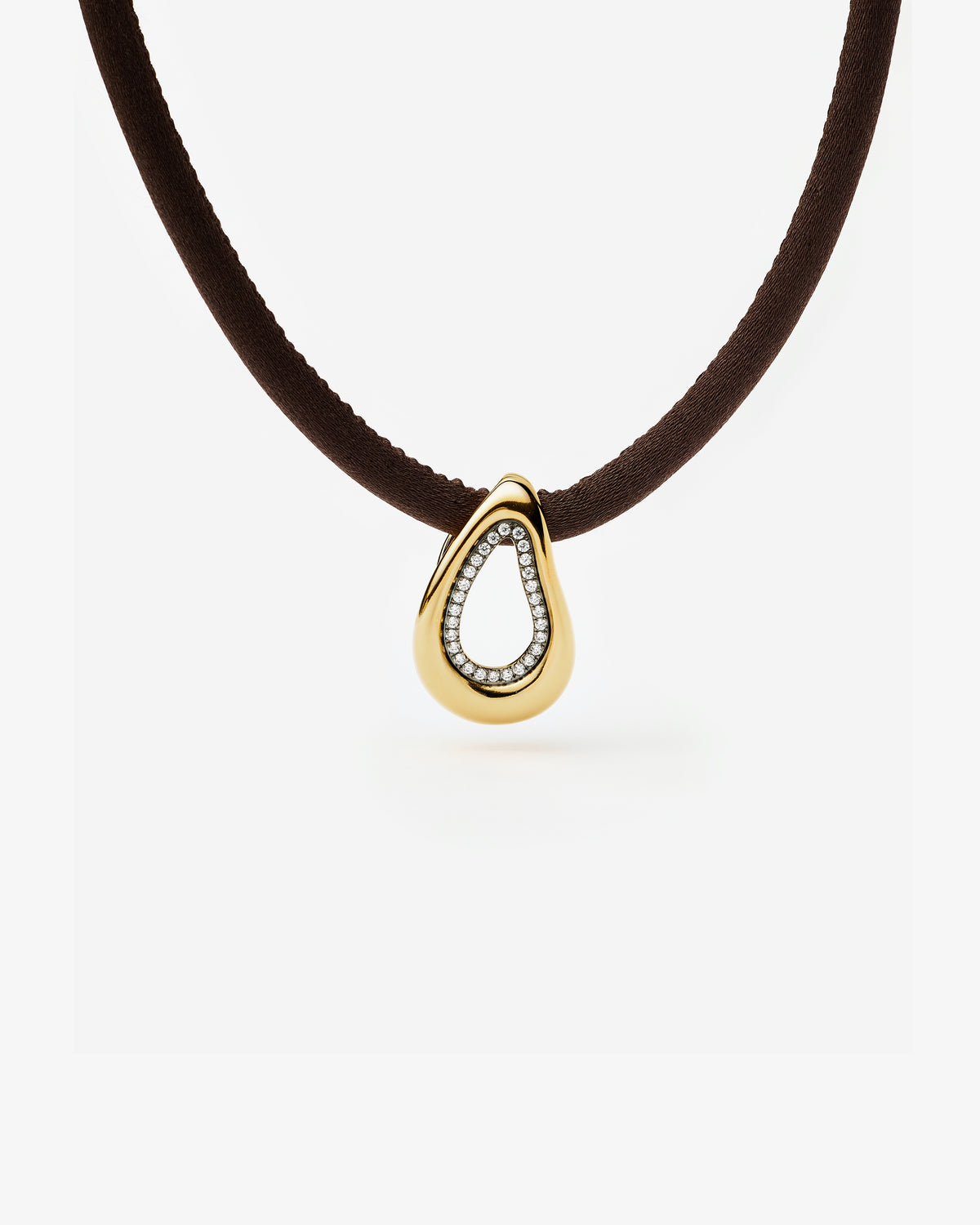 Missoma Molten Teardrop Silk Cord Necklace in gold-plated brass, fourth view
