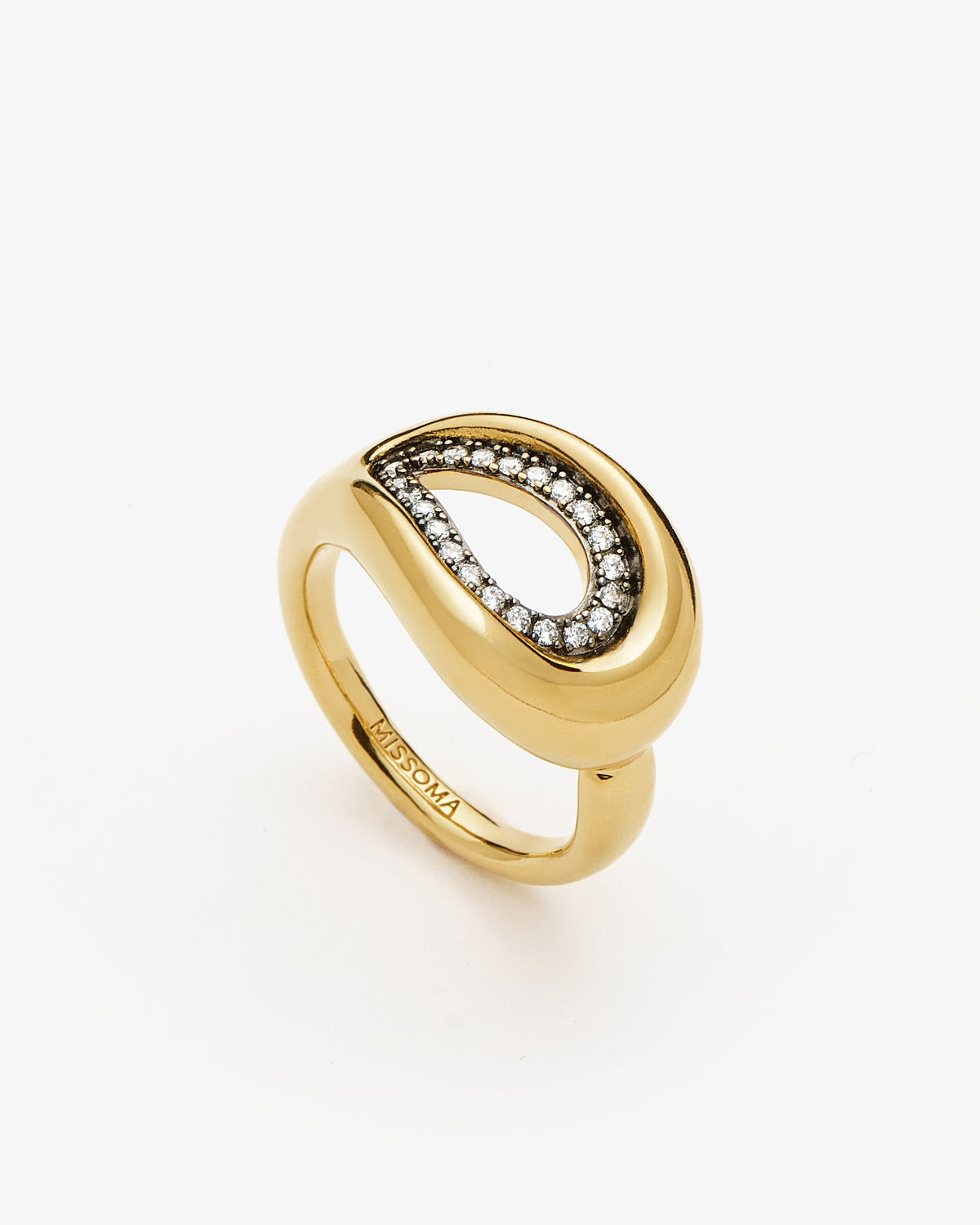 Missoma Molten Teardrop Pave Cocktail Ring in gold-plated brass