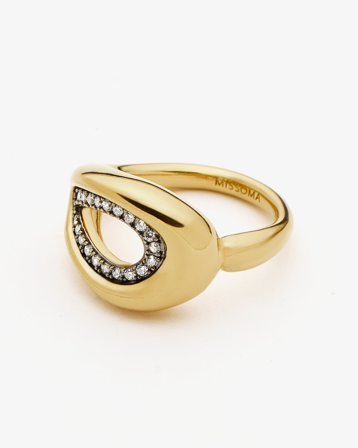 Missoma Molten Teardrop Pave Cocktail Ring in gold-plated brass, second view