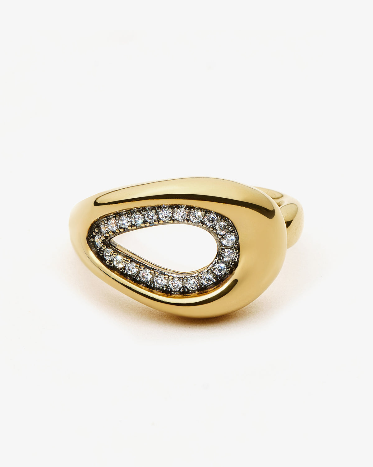 Missoma Molten Teardrop Pave Cocktail Ring in gold-plated brass, third view