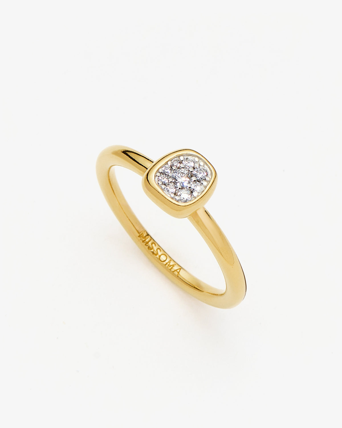 Missoma Molten Soft Square Pave Ring in gold-plated brass