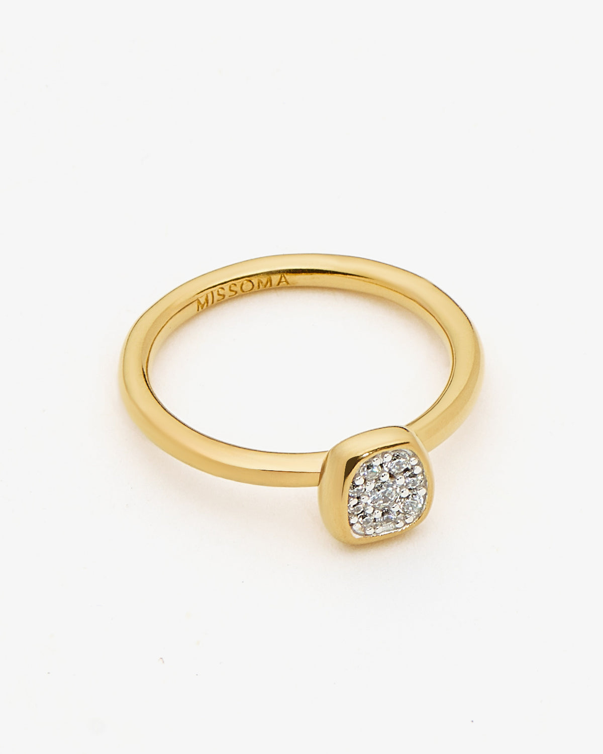 Missoma Molten Soft Square Pave Ring in gold-plated brass, second view