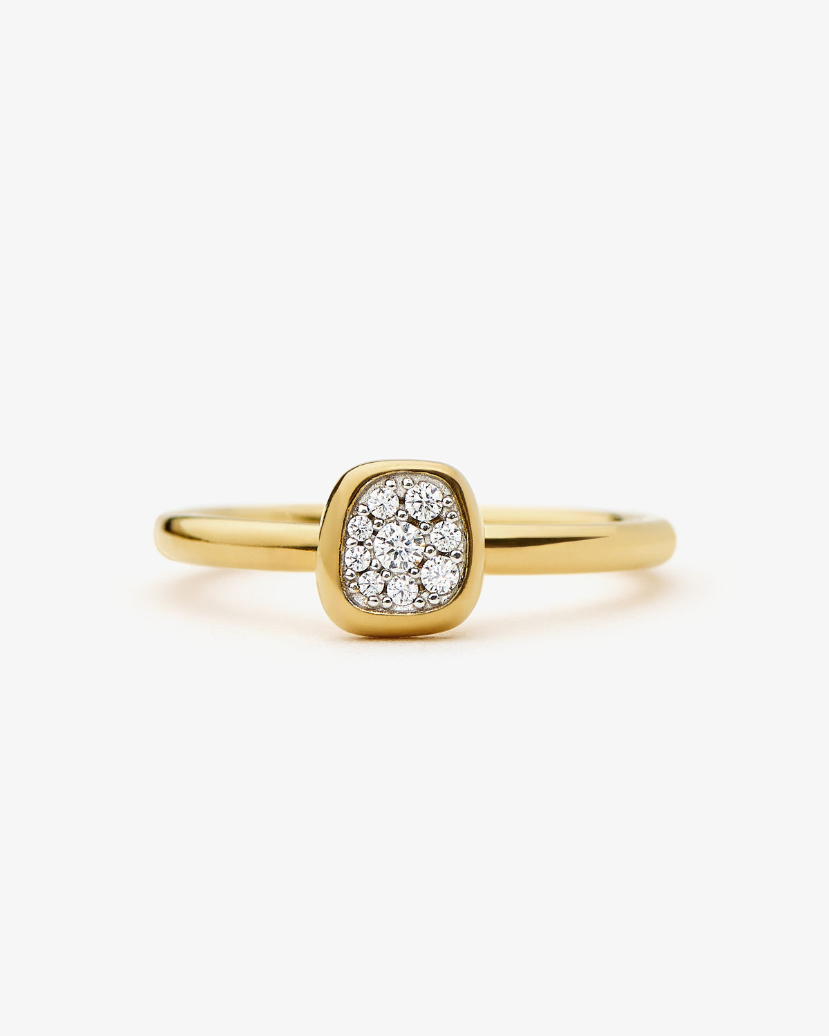 Missoma Molten Soft Square Pave Ring in gold-plated brass, third view