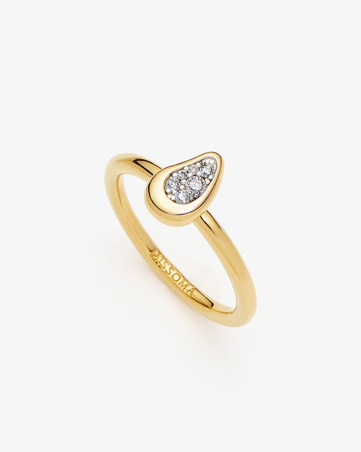 Missoma Molten Teardrop Pave Ring in gold-plated brass