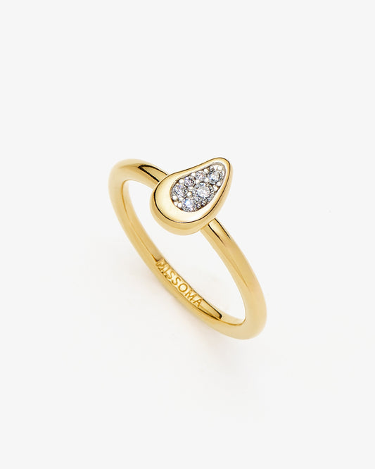 Missoma Molten Teardrop Pave Ring in gold-plated brass