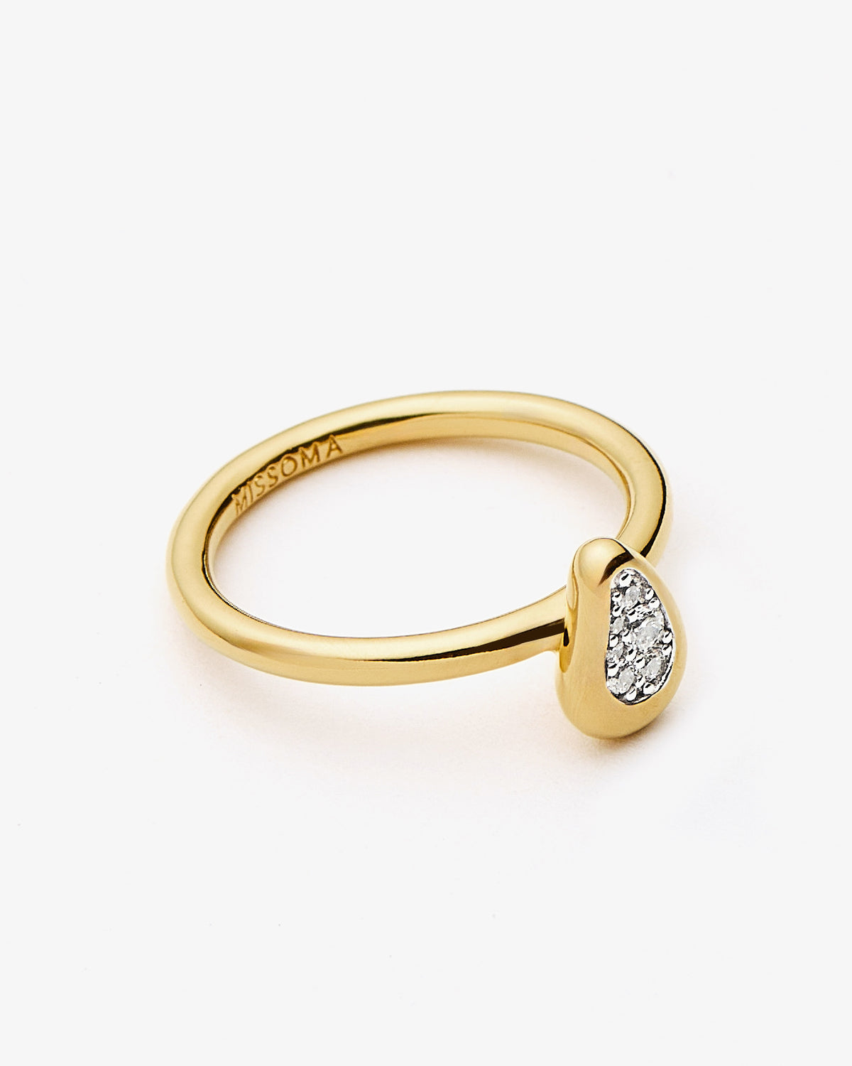 Missoma Molten Teardrop Pave Ring in gold-plated brass, second view
