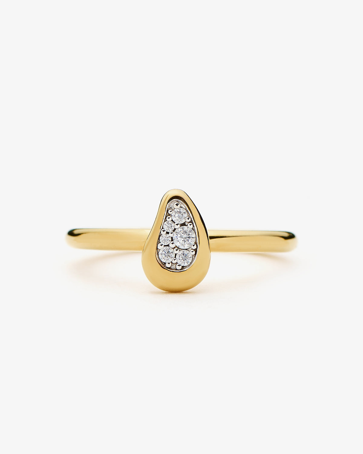 Missoma Molten Teardrop Pave Ring in gold-plated brass, third view