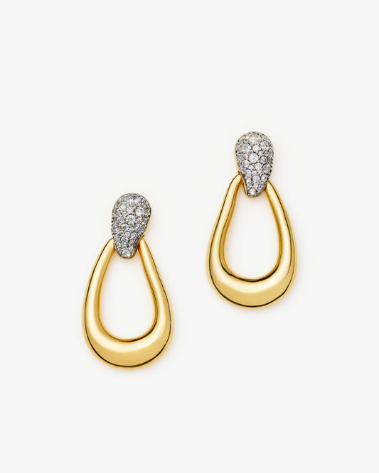 Missoma Molten Teardrop Pave Statement Stud Earrings in gold-plated brass