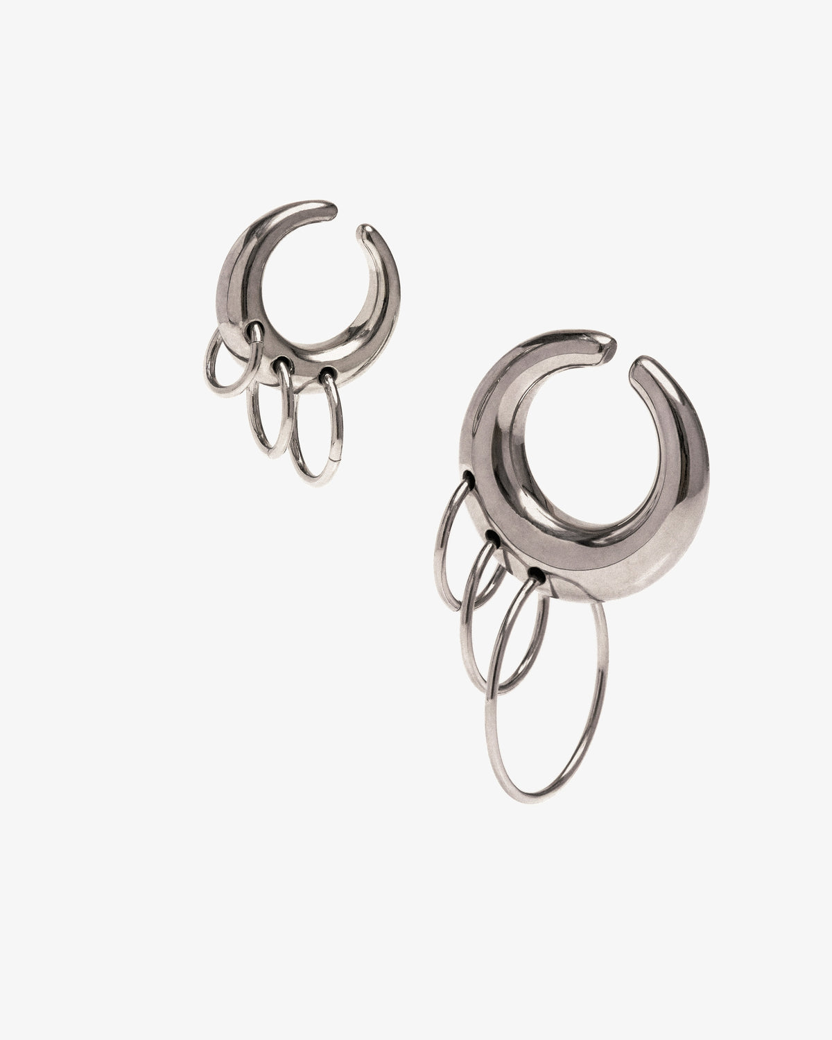 Panconesi Pierced Circle Ear Cuff Set in rhodium-plated brass and copper, alternate view