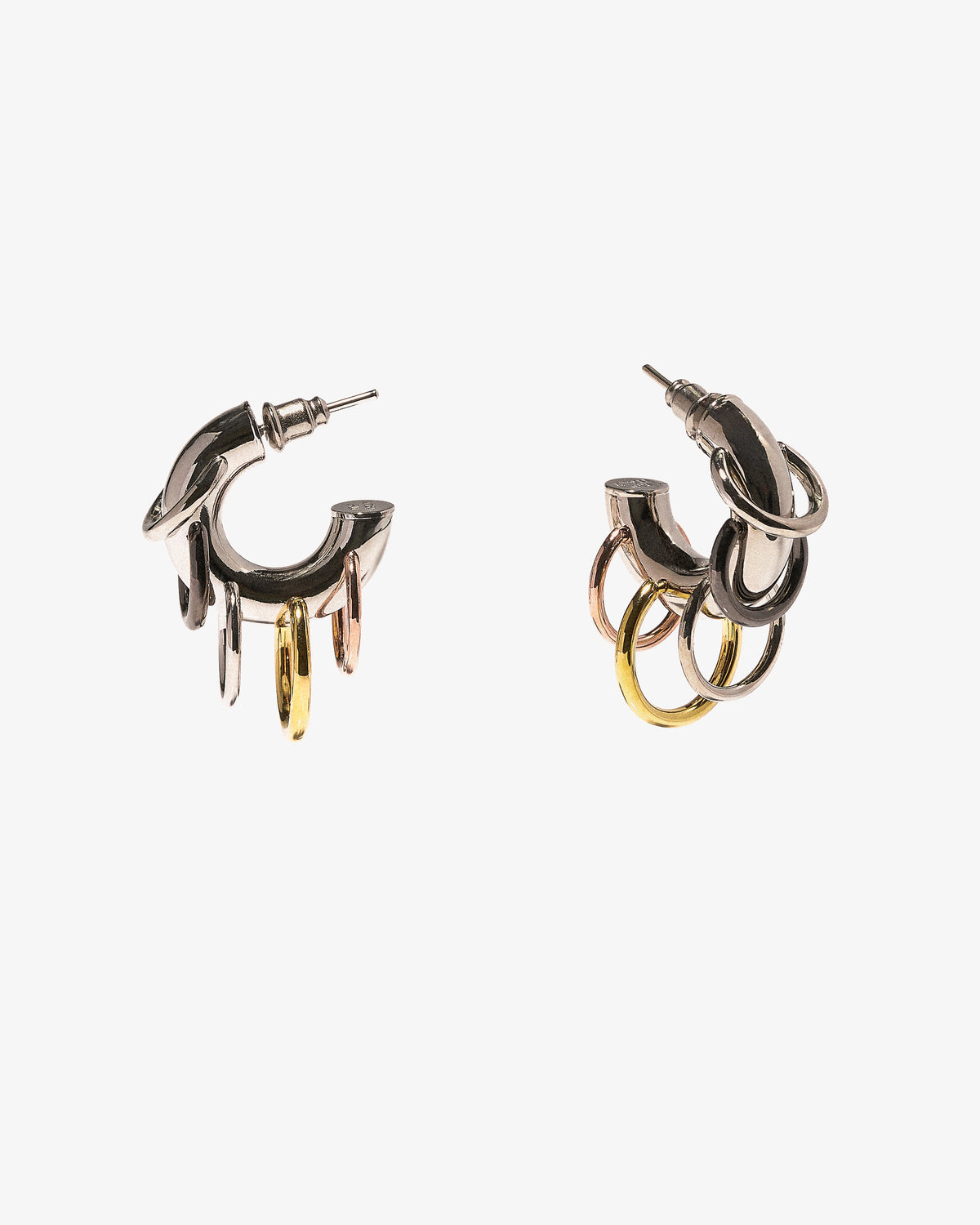 Panconesi Pierced Hoops in rhodium-plated brass