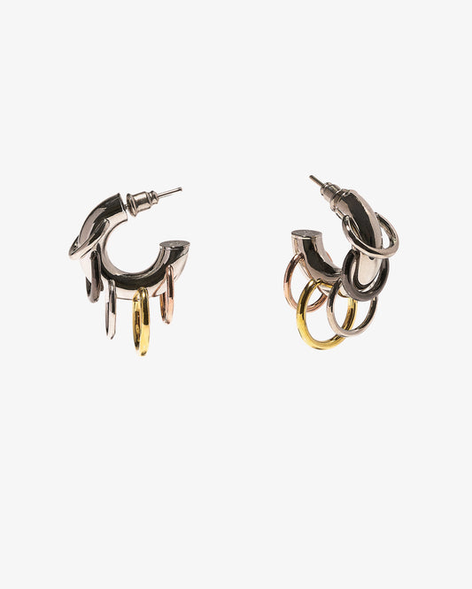 Panconesi Pierced Hoops in rhodium-plated brass
