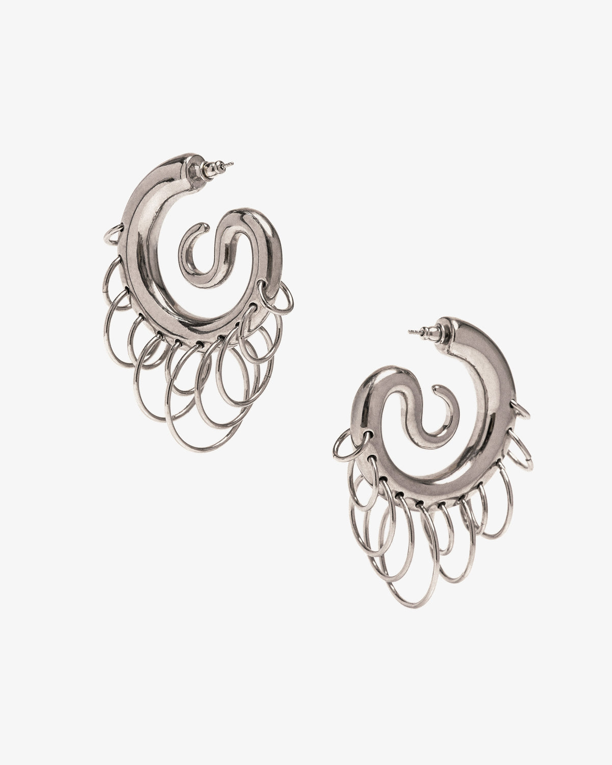Panconesi Pierced Serpent Hoops Medium in rhodium-plated brass and copper
