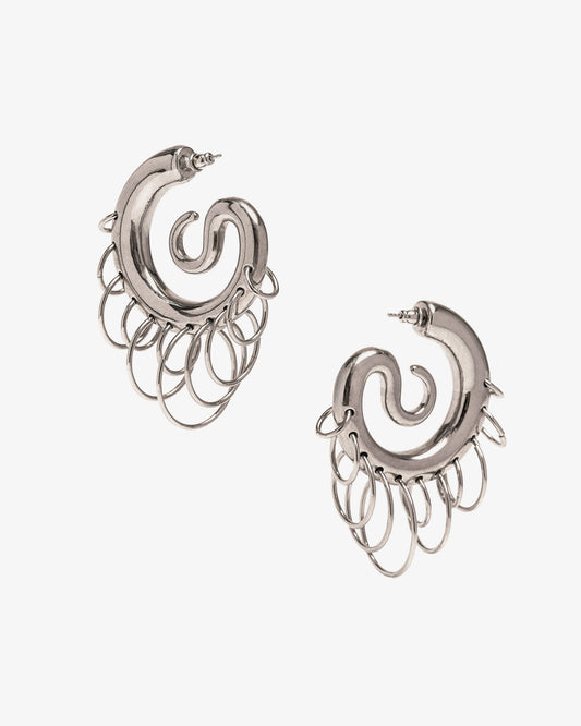 Panconesi Pierced Serpent Hoops Medium in rhodium-plated brass and copper