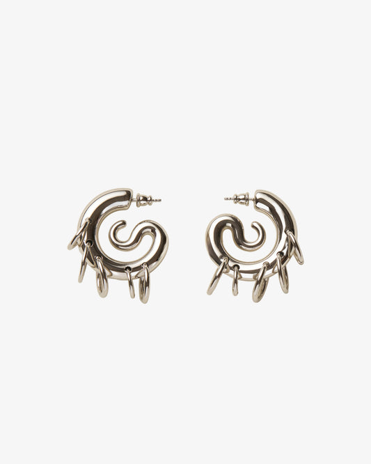 Panconesi Pierced Serpent Hoops in rhodium-plated copper