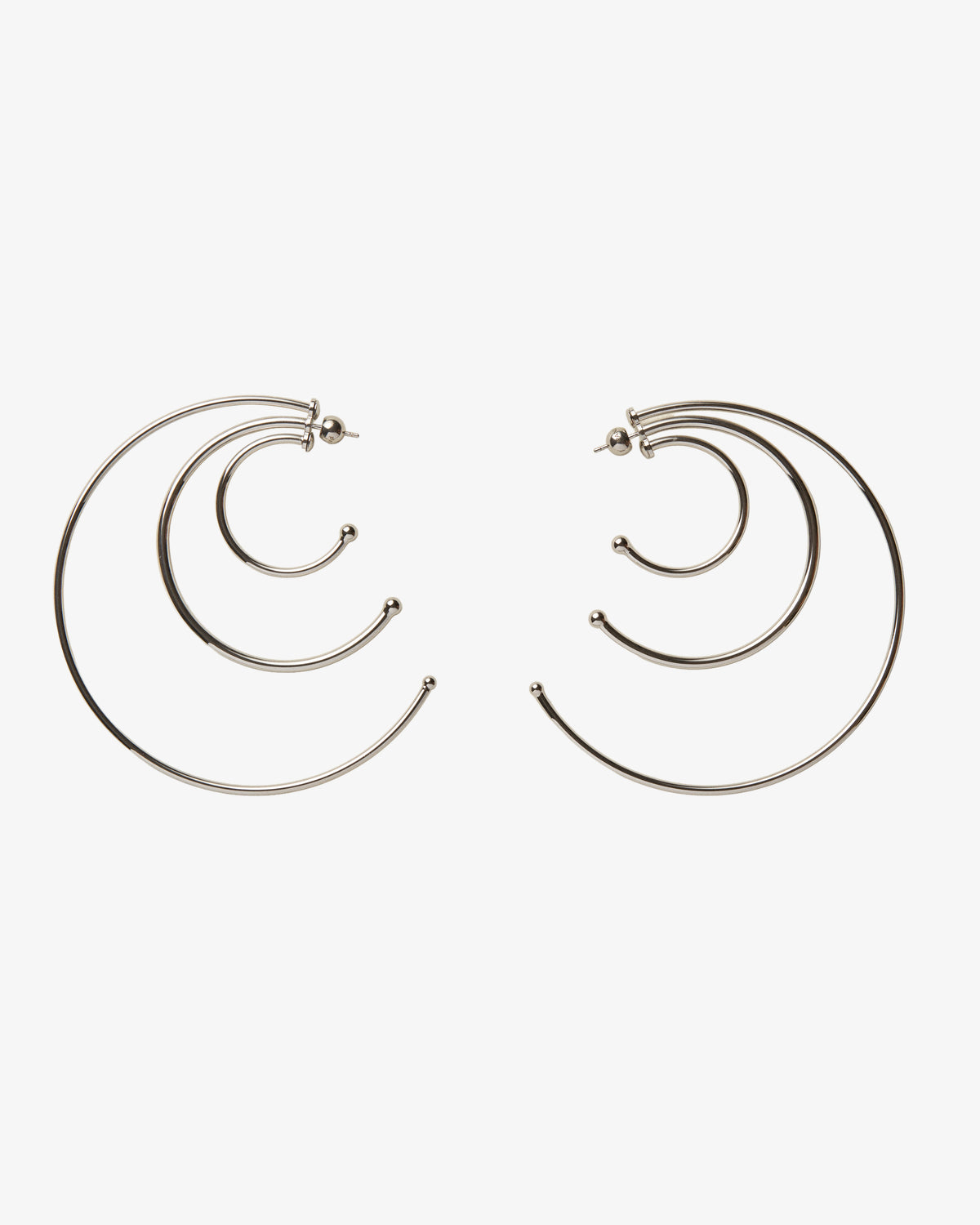 Panconesi Pierced Solar Hoops Large in rhodium-plated brass