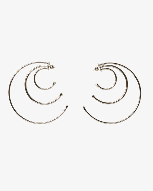 Panconesi Pierced Solar Hoops Large in rhodium-plated brass