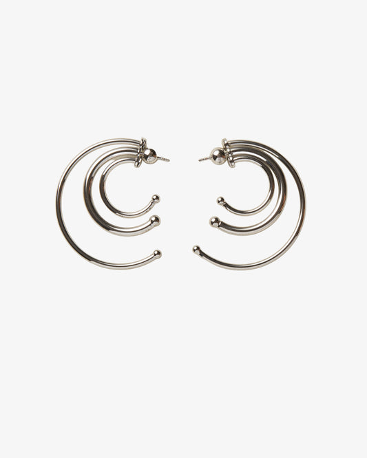 Panconesi Pierced Solar Hoops Small in rhodium-plated brass